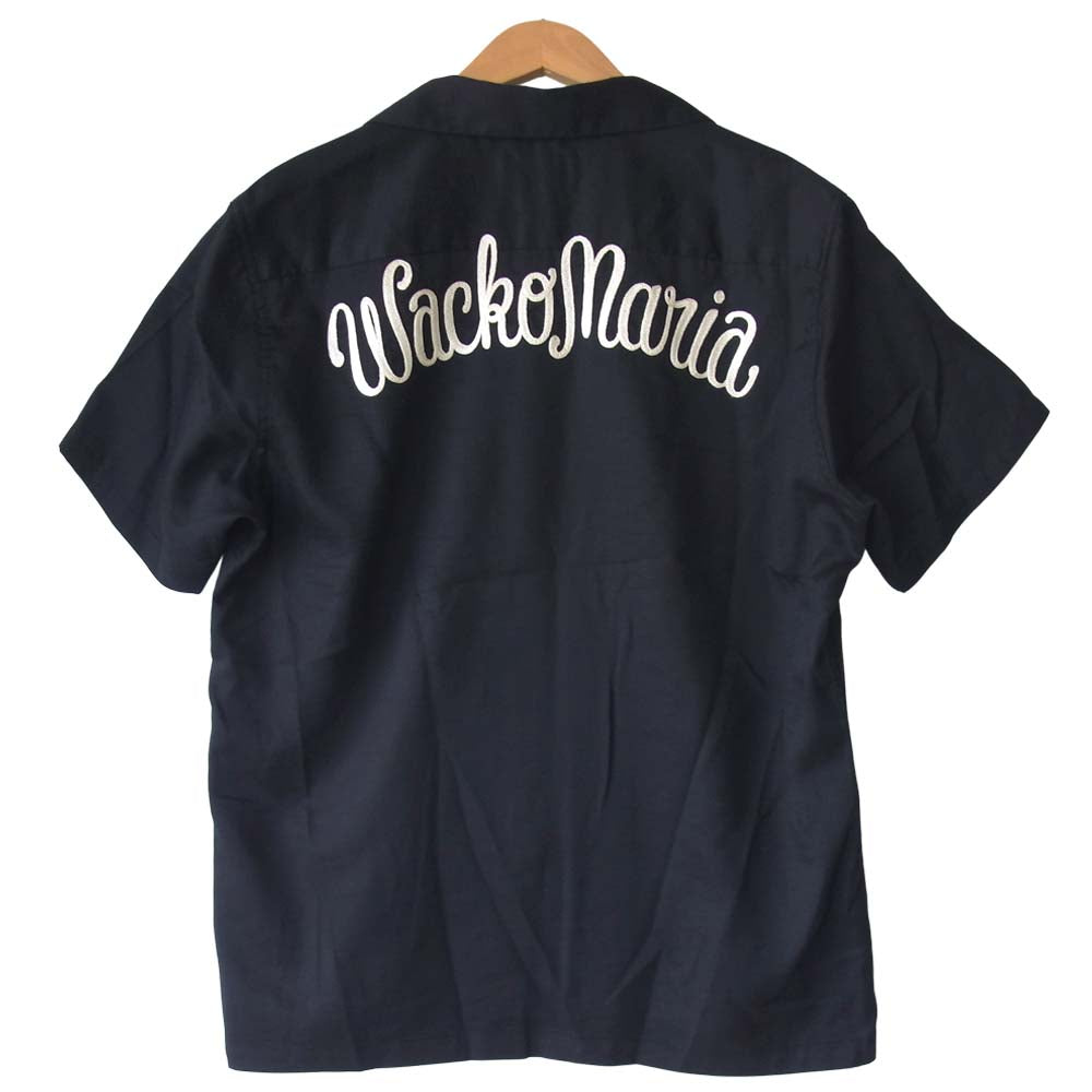 WACKO MARIA ワコマリア バック 刺繍 オープンカラー シャツ ブラック系 L【中古】