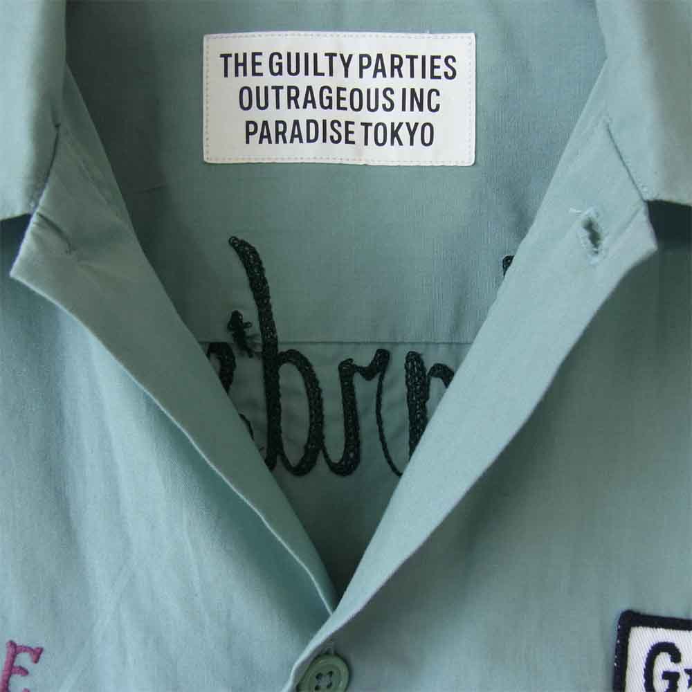 WACKO MARIA ワコマリア WORK SHIRT S/S ワッペン ワークシャツ  グリーン系 L【中古】