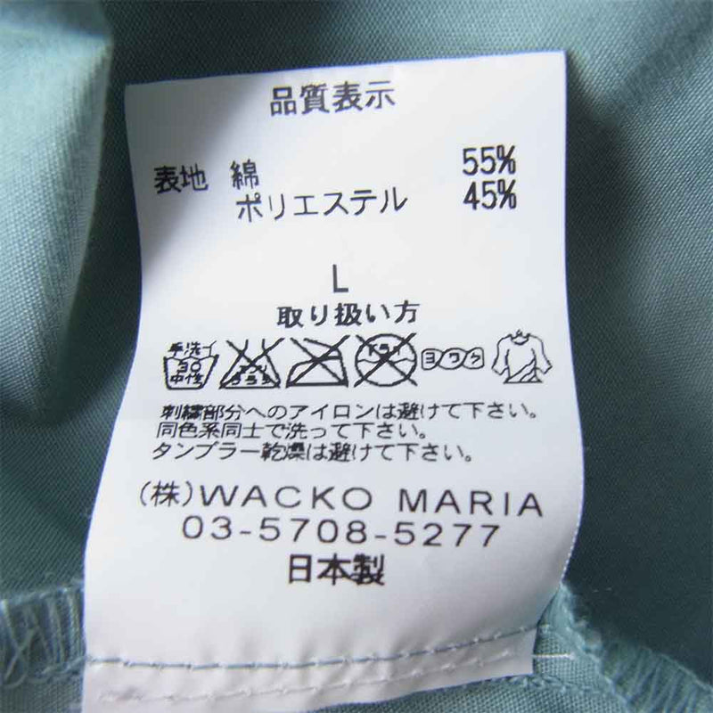 WACKO MARIA ワコマリア WORK SHIRT S/S ワッペン ワークシャツ グリーン系 L【中古】