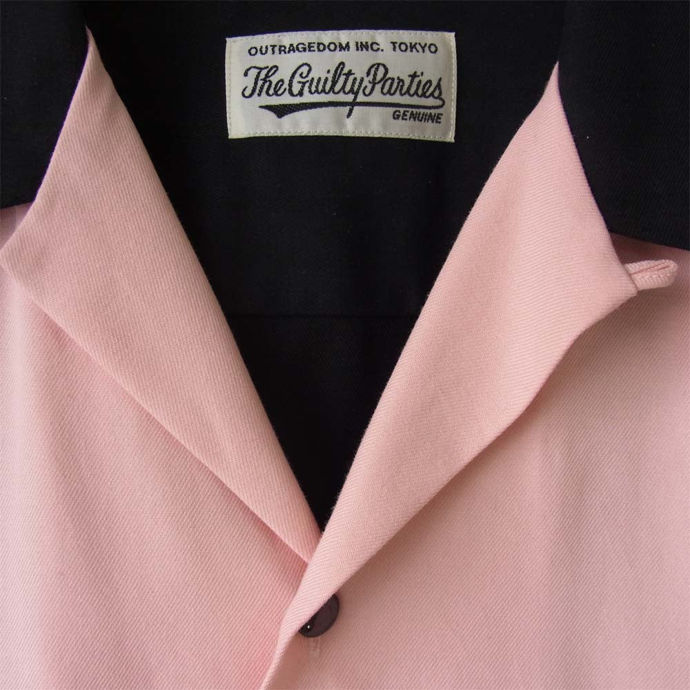 WACKO MARIA ワコマリア 18SS TWO-TONE 50'S SHIRT TYPE-2 ツートーン シャツ 黒×ピンク M【中古】