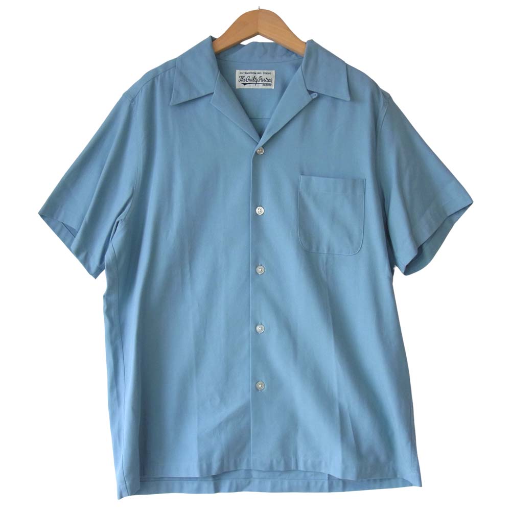 WACKO MARIA ワコマリア 50S SHIRT S/S オープンカラー テンセル コットン 半袖 シャツ ブルー系 M【美品】【中古】