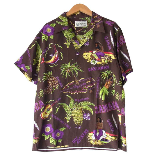 WACKO MARIA ワコマリア 18AW JAMAICA S/S HAWAIIAN SHIRT ジャマイカ ハワイアン シャツ ブラウン系 M【美品】【中古】