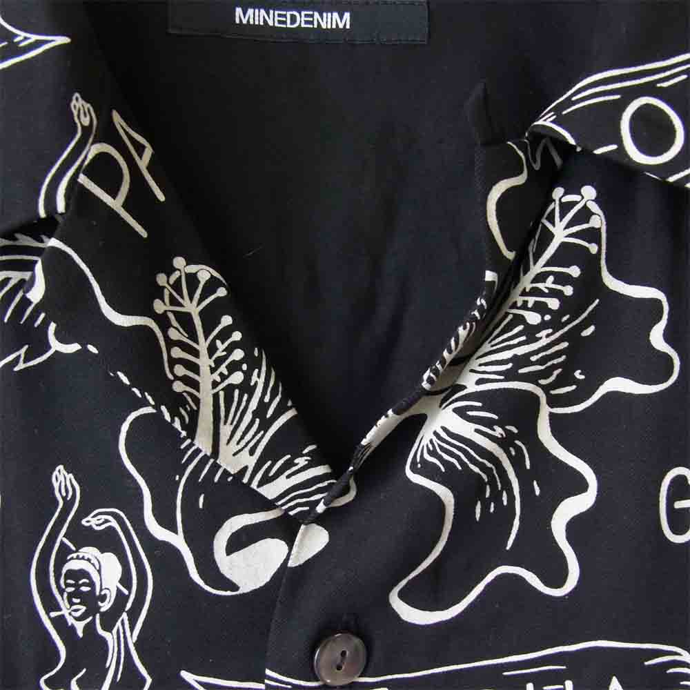 WACKO MARIA ワコマリア × マインデニム MINEDENIM 18SS 18MND-WM001-97-022 Hawaiian Shirt 総柄 アロハシャツ ブラック系 2【美品】【中古】