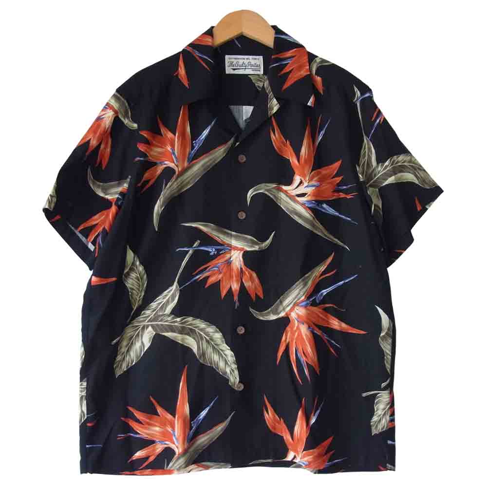 WACKO MARIA ワコマリア 18SS BIRD OF PARADISE S/S HAWAIIAN SHIRT 極楽鳥 ハワイアン シャツ ブラック系 M【中古】