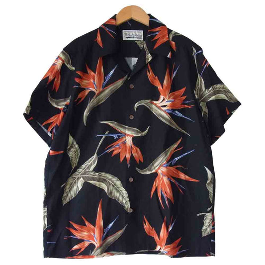 WACKO MARIA ワコマリア 18SS BIRD OF PARADISE S/S HAWAIIAN SHIRT 極楽鳥 ハワイアン シャツ ブラック系 M【中古】