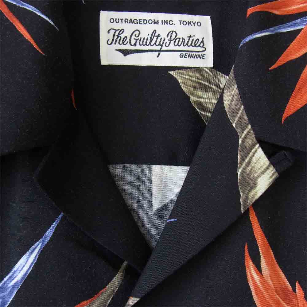 WACKO MARIA ワコマリア 18SS BIRD OF PARADISE S/S HAWAIIAN SHIRT 極楽鳥 ハワイアン シャツ ブラック系 M【中古】
