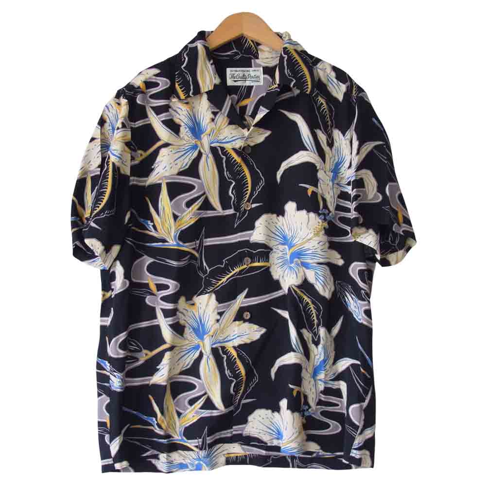 WACKO MARIA ワコマリア 19SS HAWAIIAN SHIRT S/S TYPE-8 ハワイアン シャツ ブラック系 M【美品】【中古】
