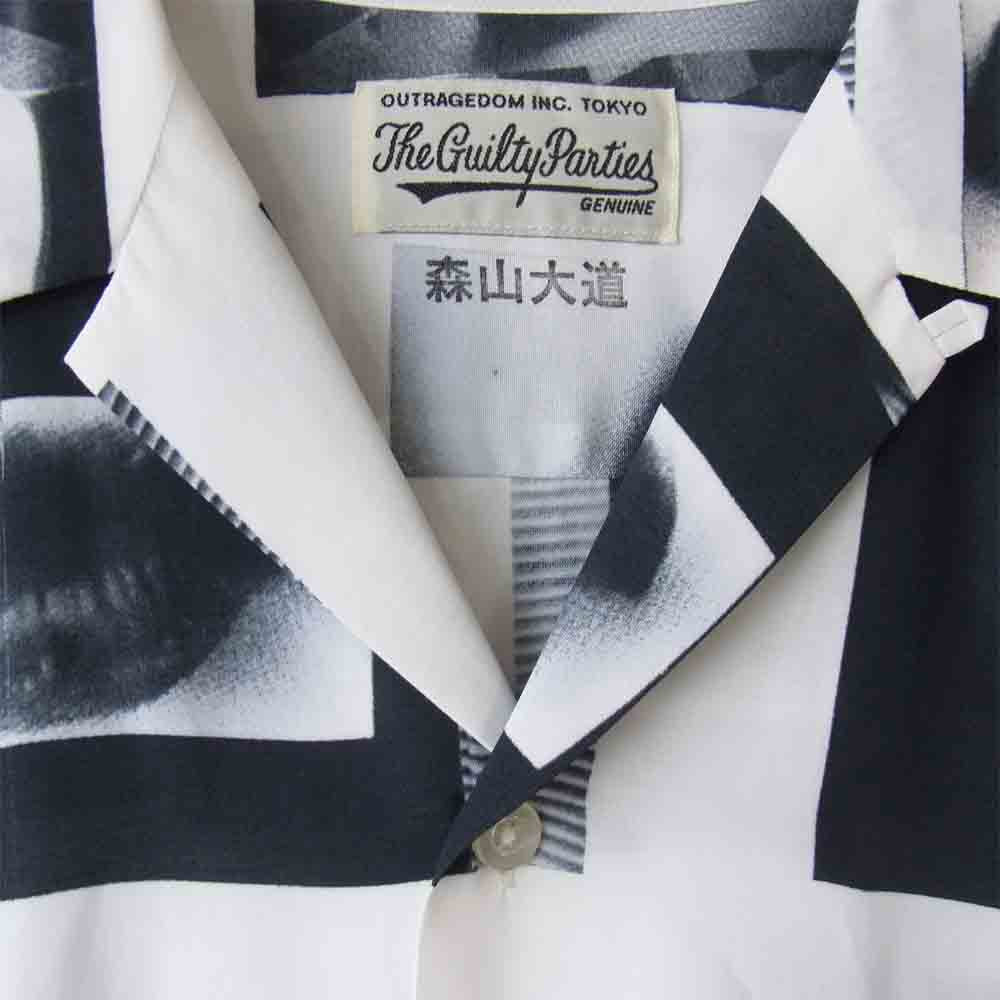 WACKO MARIA ワコマリア 18SS 森山大道 HAWAIIAN SHIRT TYPE-3 モノクロ リップ アロハ シャツ 黒×白 M【美品】【中古】