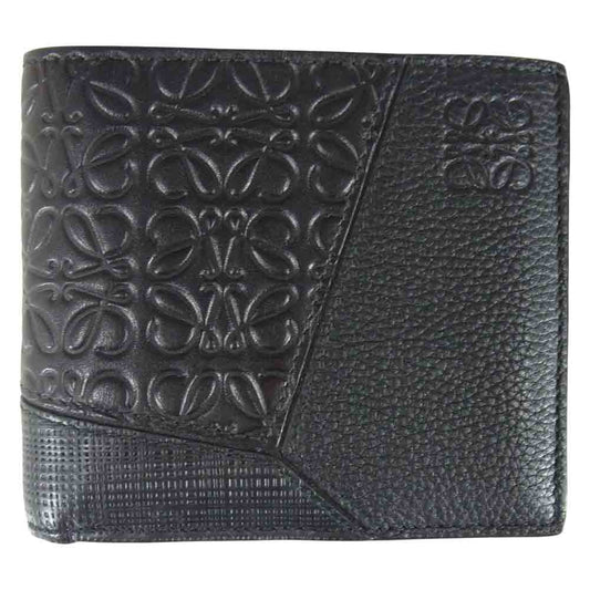 LOEWE ロエベ BILLETERO PUZZLE NEGRO BIFOLD WAL パズル ウォレット 財布 二つ折り ブラック系【中古】