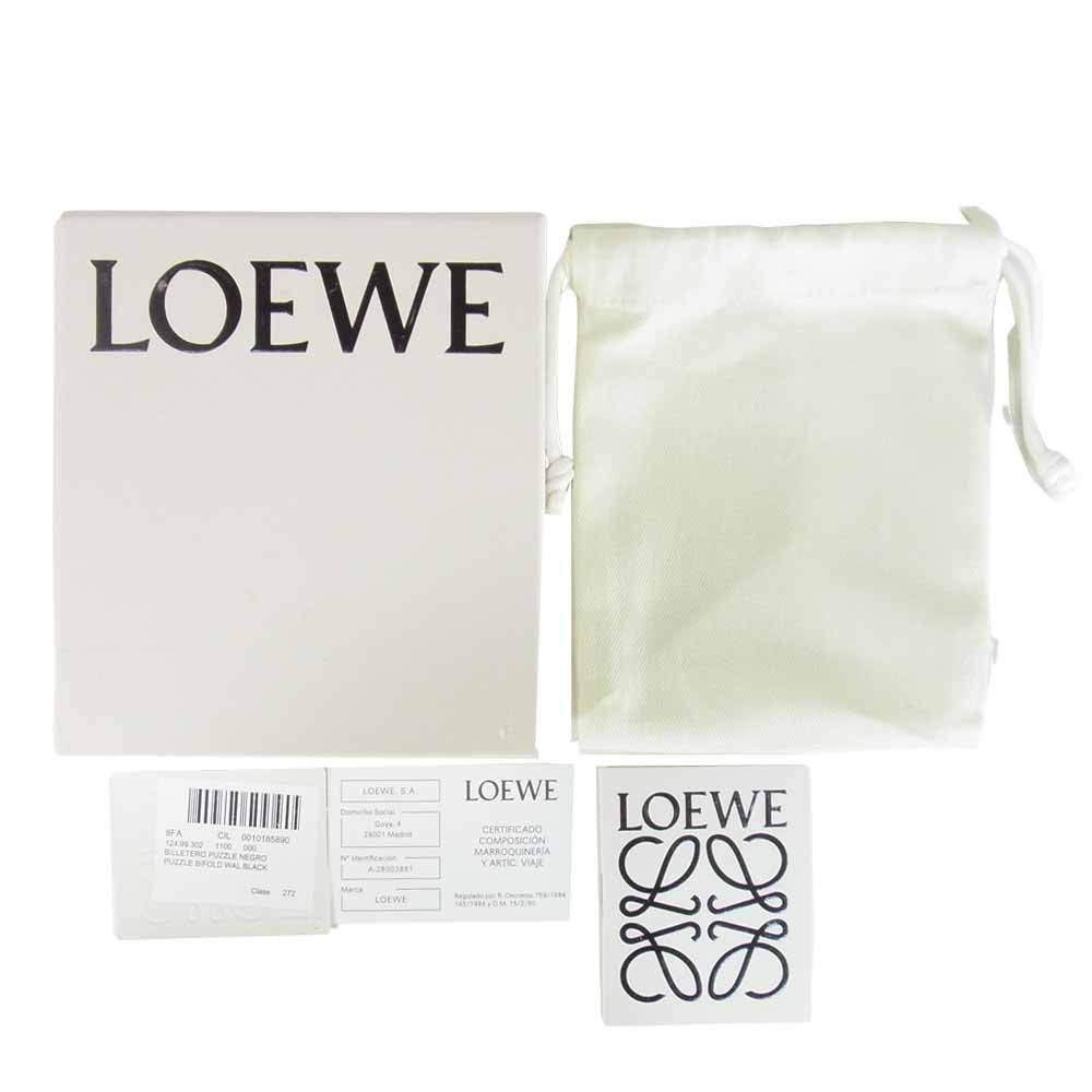 LOEWE ロエベ BILLETERO PUZZLE NEGRO BIFOLD WAL パズル ウォレット 財布 二つ折り ブラック系【中古】