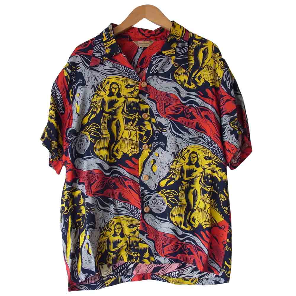 SUN SURF サンサーフ スペシャル ゴーギャン ウッドカット レーヨン 洋柄 アロハ シャツ マルチカラー系 S【中古】