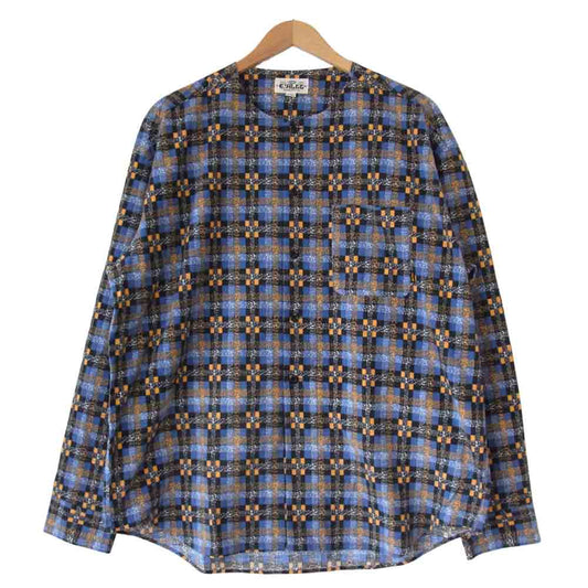 CALEE キャリー cl-20aw005 L/S NO COLLAR CHECK SHIRT マルチカラー系 XL【美品】【中古】