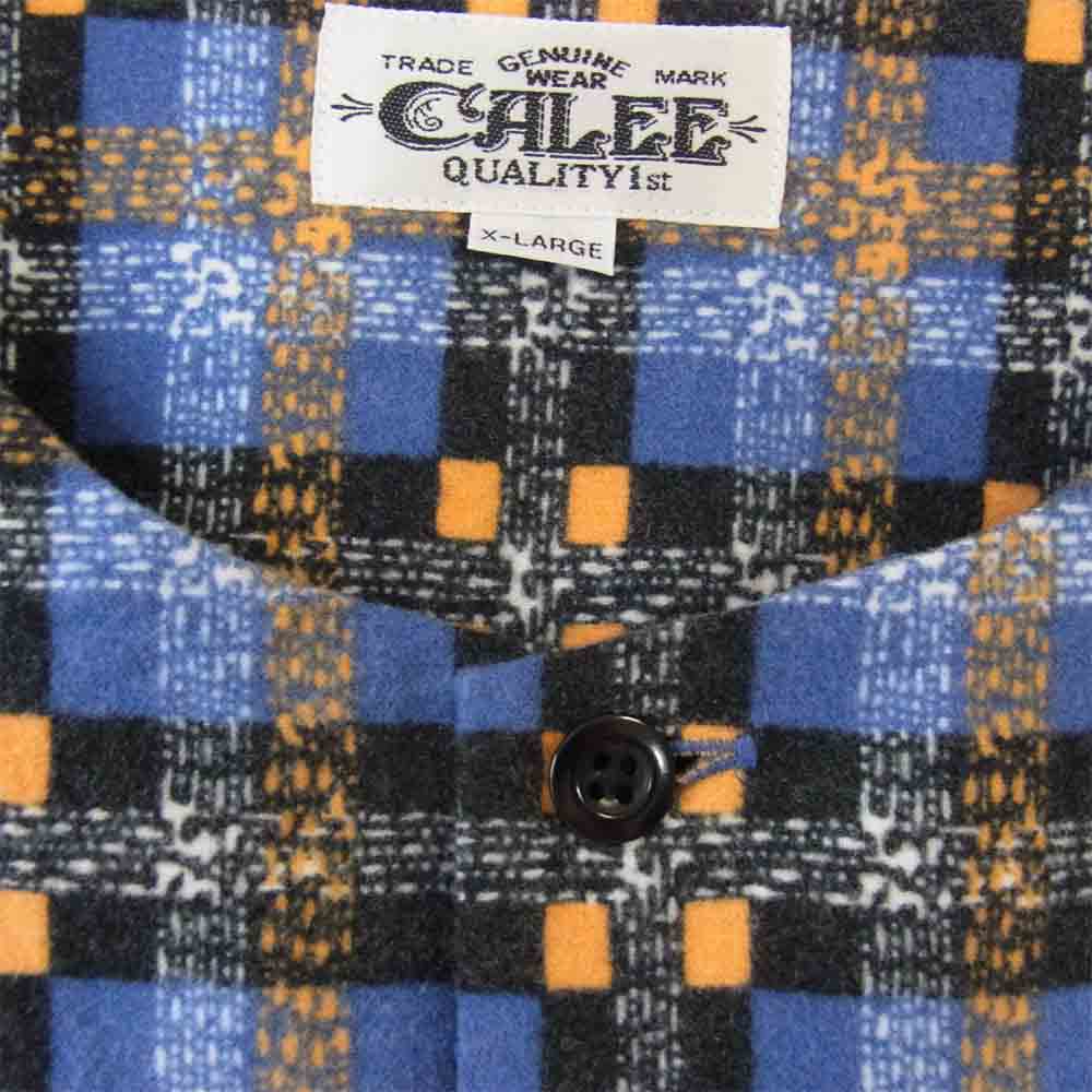 CALEE キャリー cl-20aw005 L/S NO COLLAR CHECK SHIRT マルチカラー系 XL【美品】【中古】