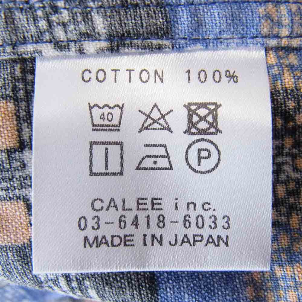 CALEE キャリー cl-20aw005 L/S NO COLLAR CHECK SHIRT マルチカラー系 XL【美品】【中古】