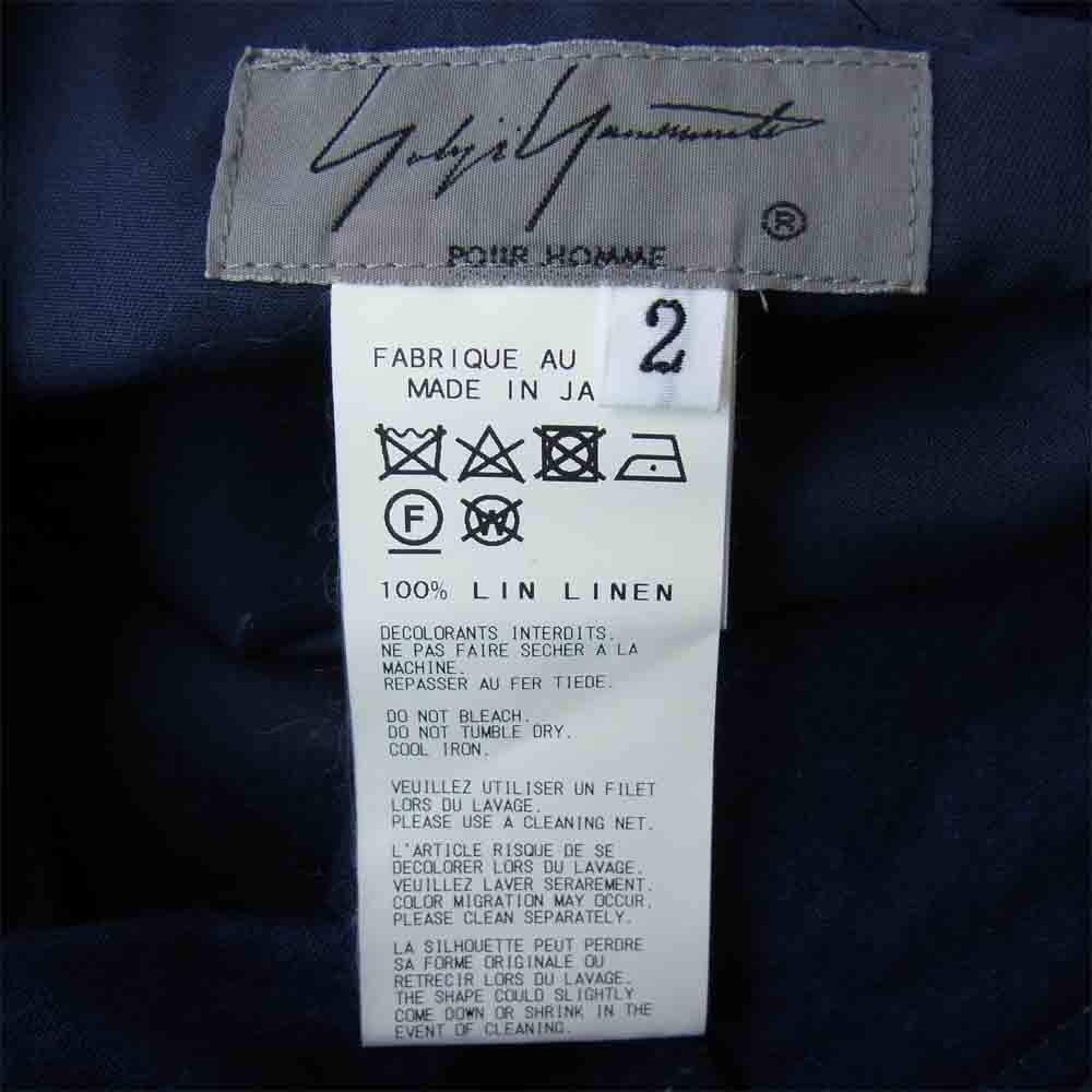 Yohji Yamamoto ヨウジヤマモト 17SS HD-P47-307 POUR HOMME プールオム インディゴリネン ハイウエスト ワイドパンツ インディゴブルー系 2【中古】