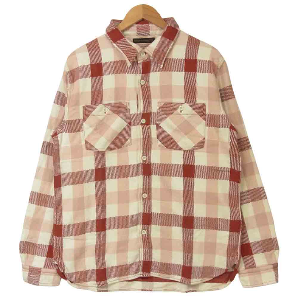 FULLCOUNT フルカウント ORIGINAL CHECK NEL SHIRTS マチ付 ヘビーネル チェック 長袖 シャツ レッド系 ホワイト系 42【中古】