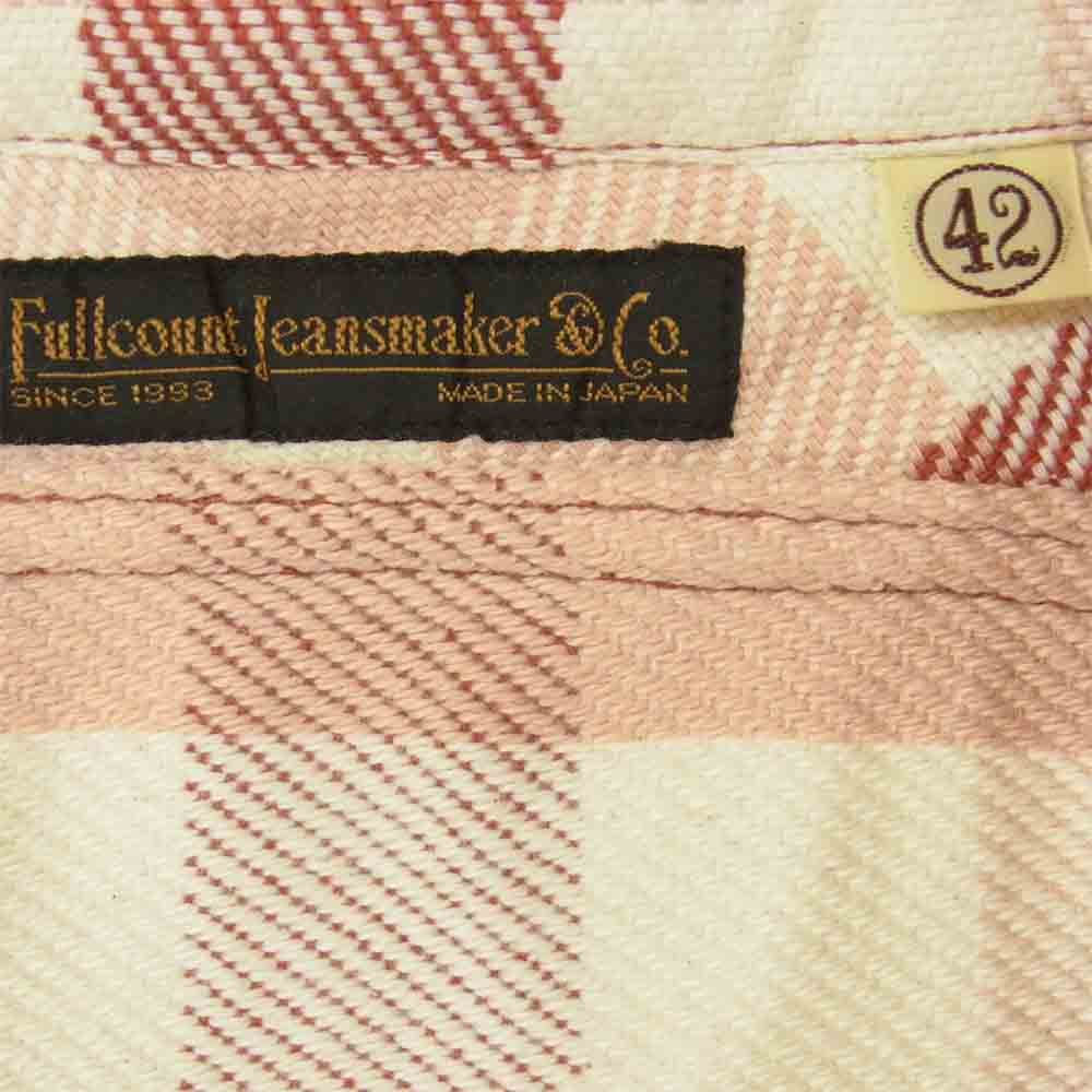 FULLCOUNT フルカウント ORIGINAL CHECK NEL SHIRTS マチ付 ヘビーネル チェック 長袖 シャツ レッド系 ホワイト系 42【中古】