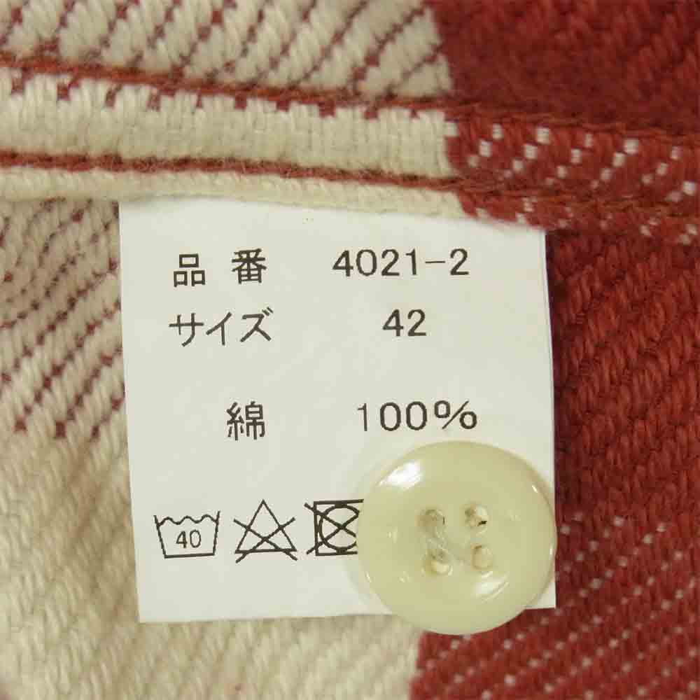 FULLCOUNT フルカウント ORIGINAL CHECK NEL SHIRTS マチ付 ヘビーネル チェック 長袖 シャツ レッド系 ホワイト系 42【中古】