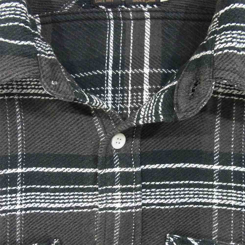 FULLCOUNT フルカウント VINTAGE CHECK NEL マチ付 ヘビーネル チェック シャツ ブラック系 42【中古】