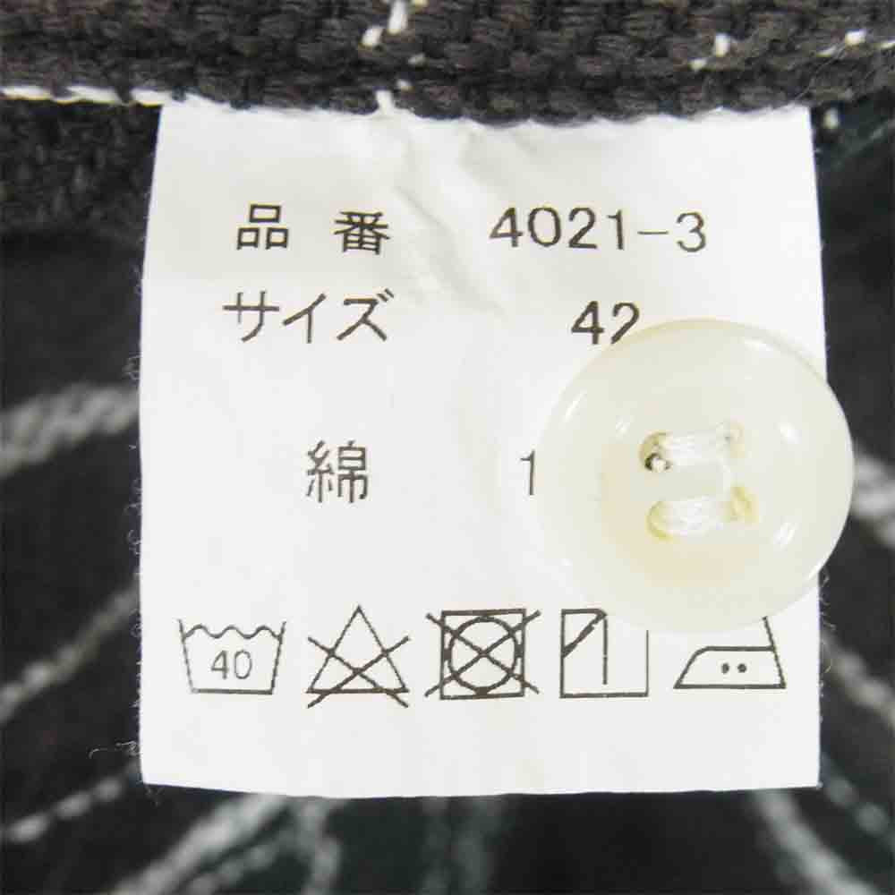 FULLCOUNT フルカウント VINTAGE CHECK NEL マチ付 ヘビーネル チェック シャツ ブラック系 42【中古】