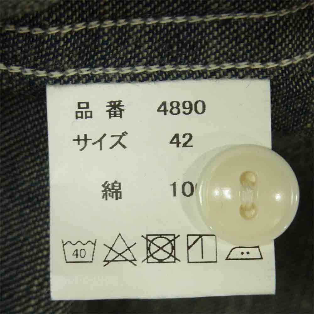 FULLCOUNT フルカウント 4890 Denim Work Shirt デニム ワーク 長袖 シャツ インディゴブルー系 42【美品】【中古】