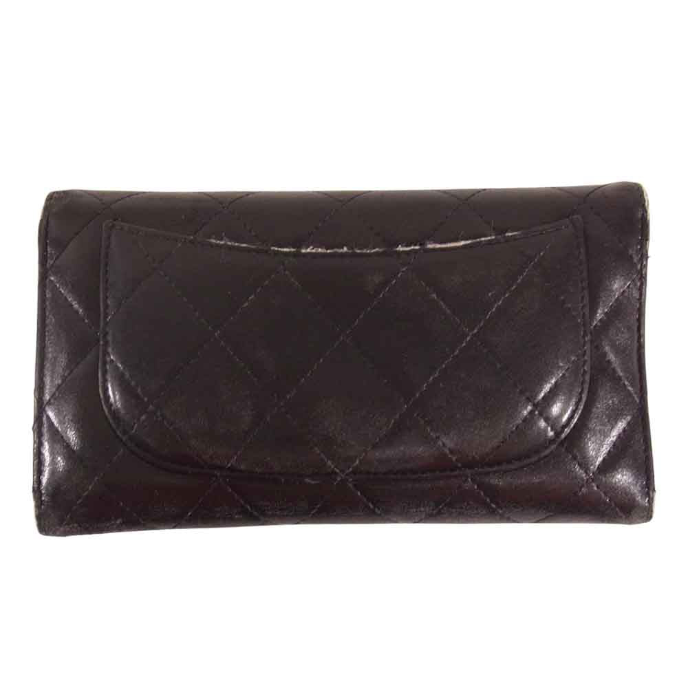 CHANEL シャネル A31506 マトラッセ ラムスキン 3つ折り ウォレット 長財布 ブラック系 ブラウン系【中古】