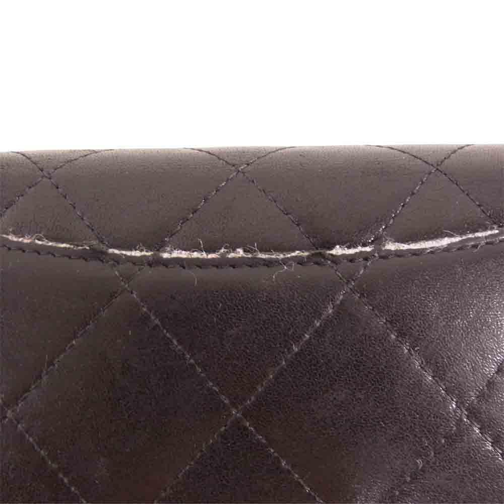 CHANEL シャネル A31506 マトラッセ ラムスキン 3つ折り ウォレット 長財布 ブラック系 ブラウン系【中古】