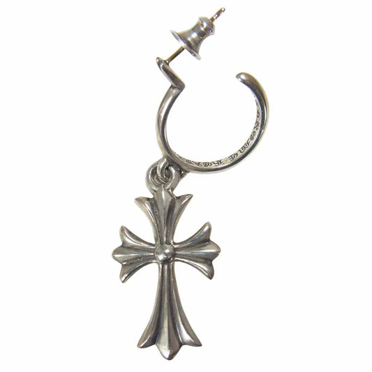 CHROME HEARTS クロムハーツ（原本無） TINY CH CROSS クロス フープ ピアス シルバー系【中古】