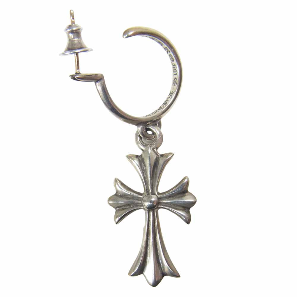 CHROME HEARTS クロムハーツ（原本無） TINY CH CROSS クロス フープ ピアス シルバー系【中古】