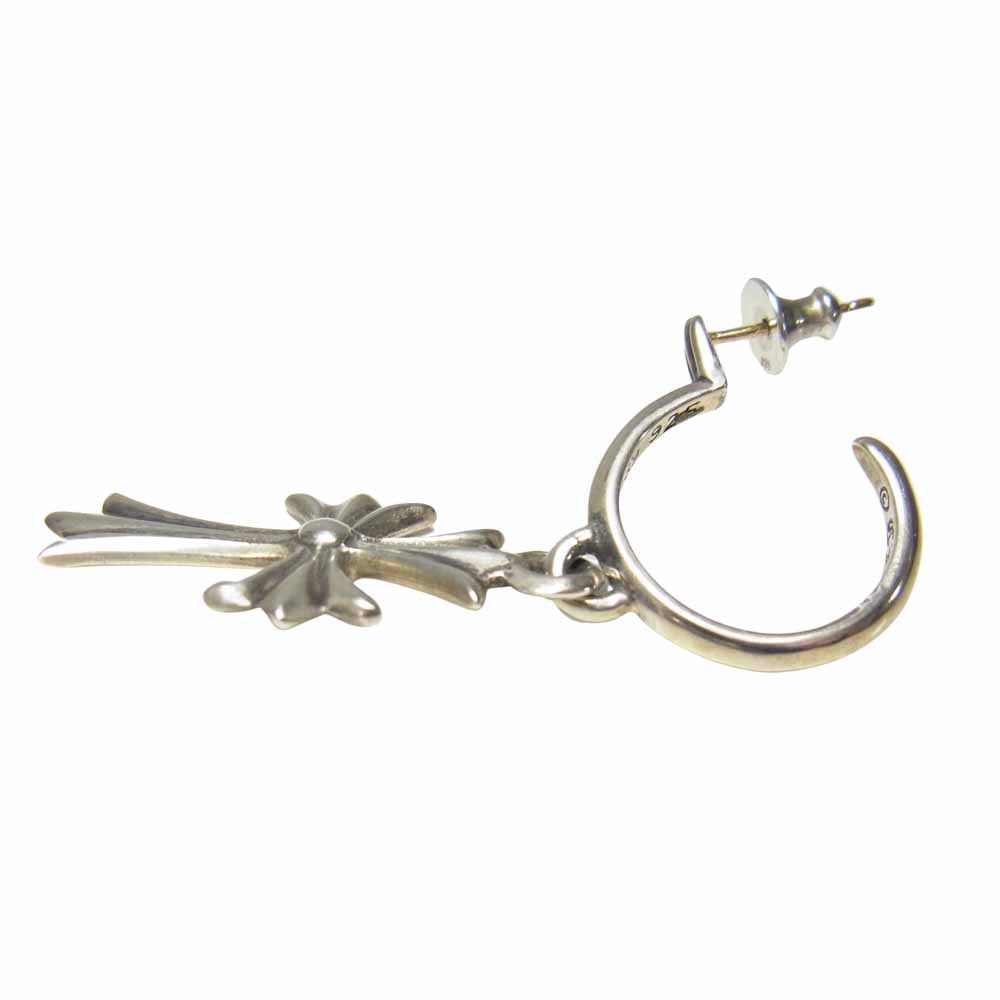 CHROME HEARTS クロムハーツ（原本無） TINY CH CROSS クロス フープ ピアス シルバー系【中古】