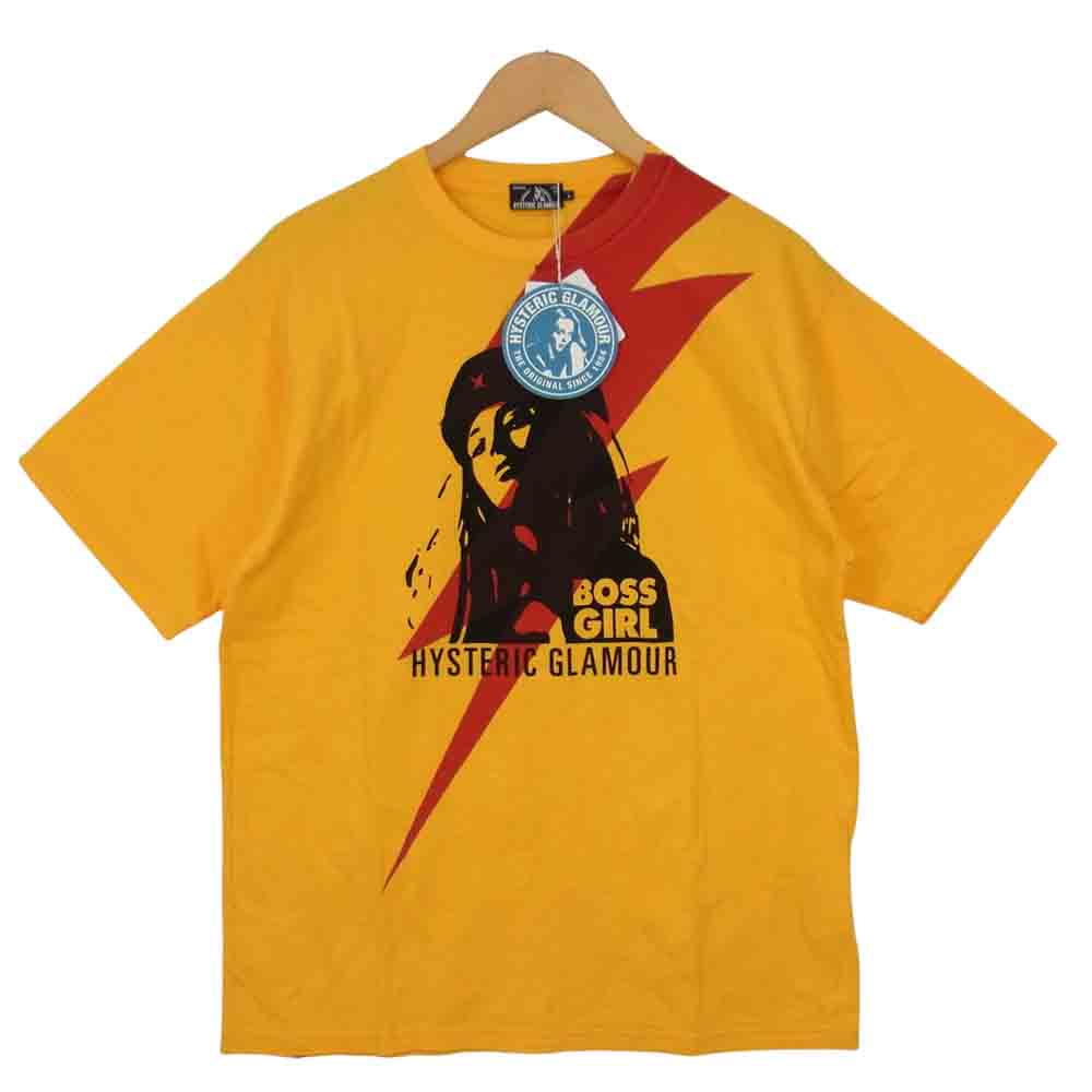 HYSTERIC GLAMOUR ヒステリックグラマー 02211CT24 BOSS GIRL ボス ガール プリント Tシャツ イエロー系 L【新古品】【未使用】【中古】
