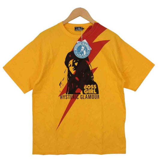 HYSTERIC GLAMOUR ヒステリックグラマー 02211CT24 BOSS GIRL ボス ガール プリント Tシャツ イエロー系 L【新古品】【未使用】【中古】
