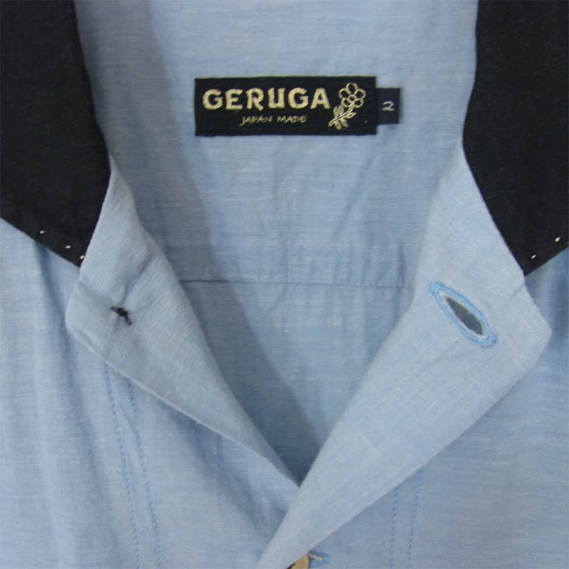 GERUGA ゲルガ オープンカラー 半袖 シャツ ライトブルー系 2【中古】