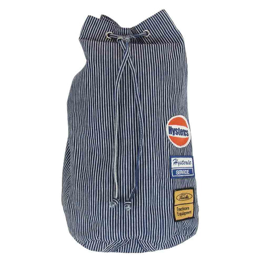 HYSTERIC GLAMOUR ヒステリックグラマー HYSTERICS ヒステリックス ヒッコリー ストライプ 巾着 リュック ネイビー系【中古】