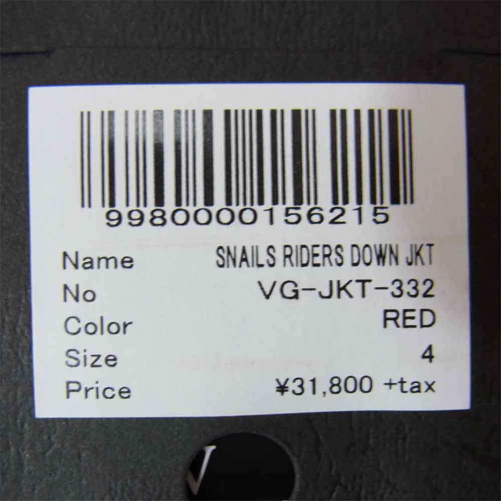 VIRGO ヴァルゴ SNAILS RIDERS JKT 中綿 ジャケット レッド系 4【新古品】【未使用】【中古】