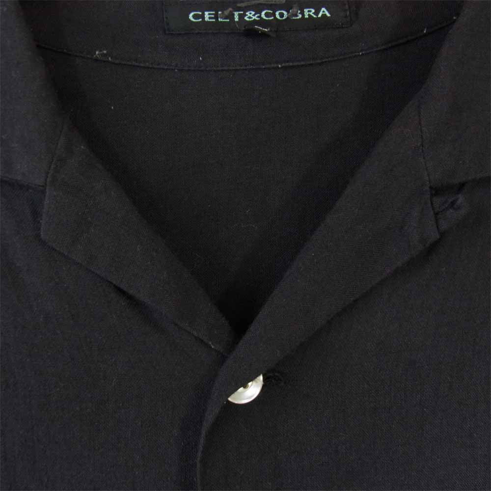 Celt&Cobra ケルト&コブラ ROSSO ロッソ バック刺繍 オープンカラー 半袖 シャツ ブラック系 L【中古】