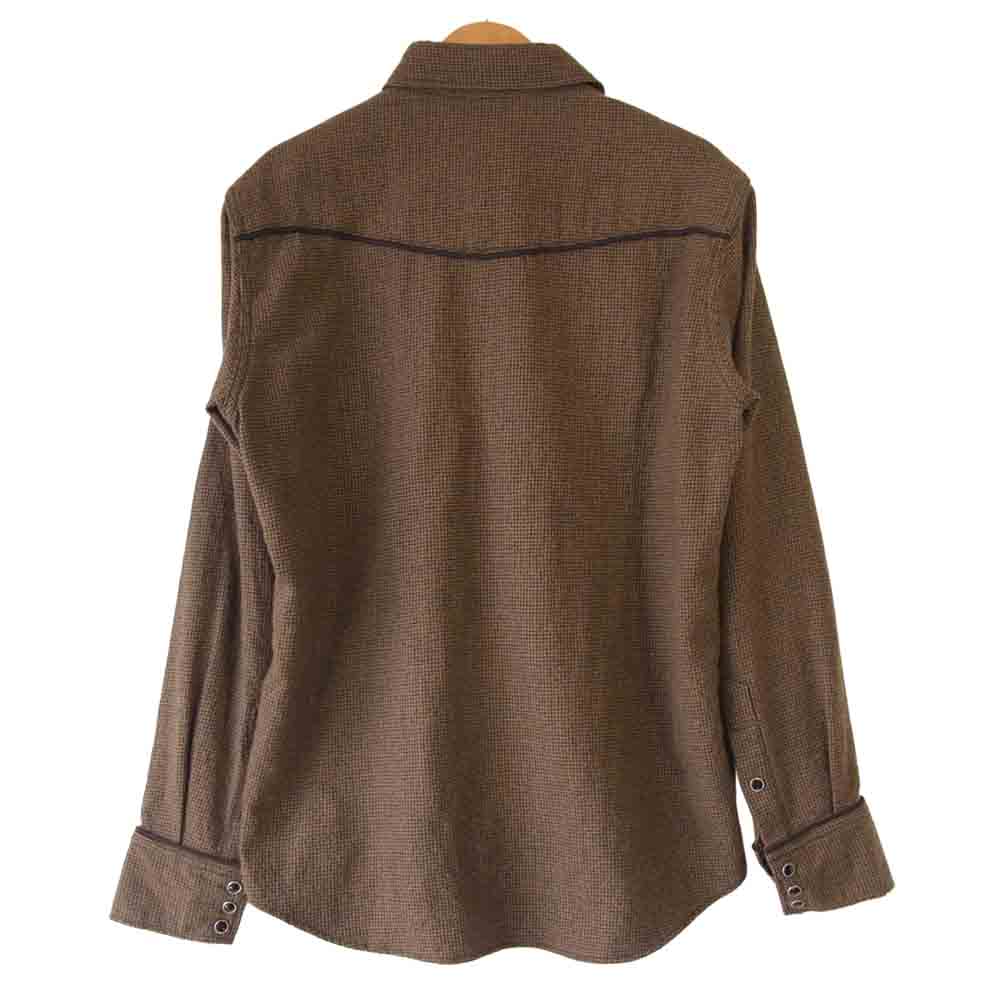 RUDE GALLERY BLACK REBEL ルードギャラリーブラックレーベル ウール×コットン ハウンドトゥース ウエスタンシャツ シャツ ブラウン系 M【中古】