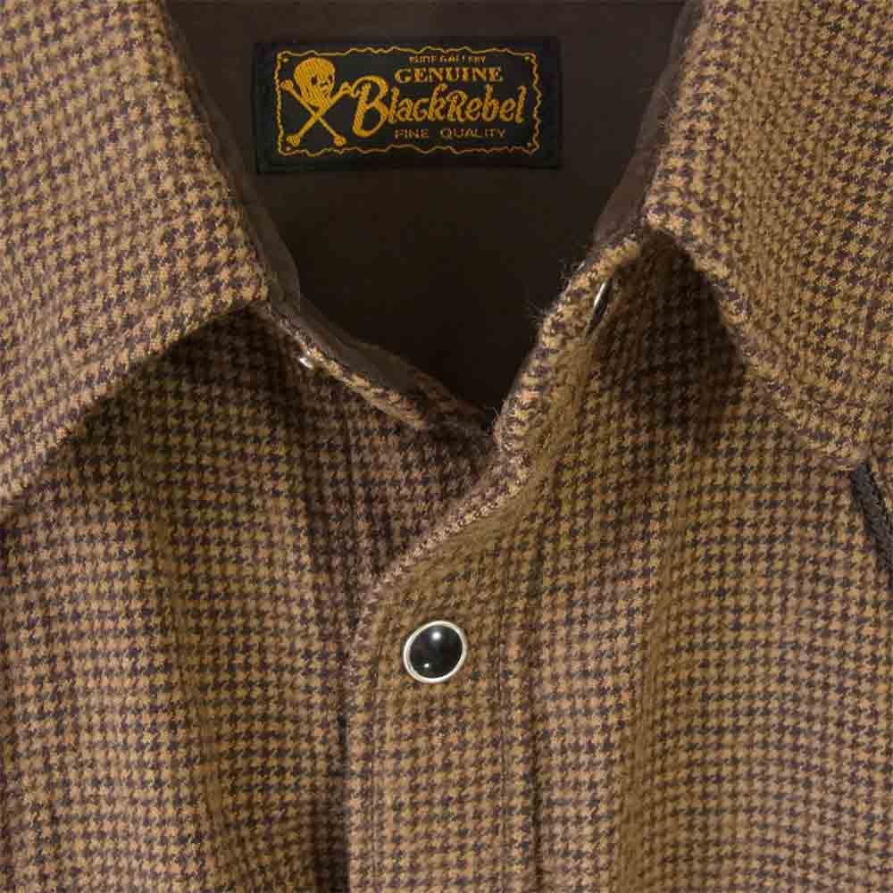 RUDE GALLERY BLACK REBEL ルードギャラリーブラックレーベル ウール×コットン ハウンドトゥース ウエスタンシャツ シャツ ブラウン系 M【中古】