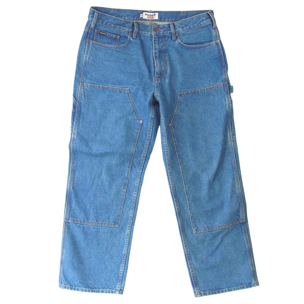 Supreme シュプリーム × ティンバーランド Timberland 21SS Double Knee Painter Pant ダブルニー ペインター デニム パンツ インディゴブルー系 34【極上美品】【中古】