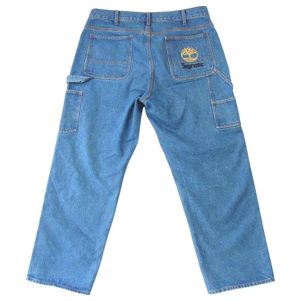 Supreme シュプリーム × ティンバーランド Timberland 21SS Double Knee Painter Pant ダブルニー ペインター デニム パンツ インディゴブルー系 34【極上美品】【中古】