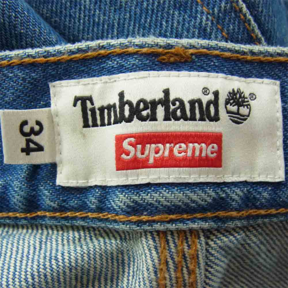 Supreme シュプリーム × ティンバーランド Timberland 21SS Double Knee Painter Pant ダブルニー ペインター デニム パンツ インディゴブルー系 34【極上美品】【中古】