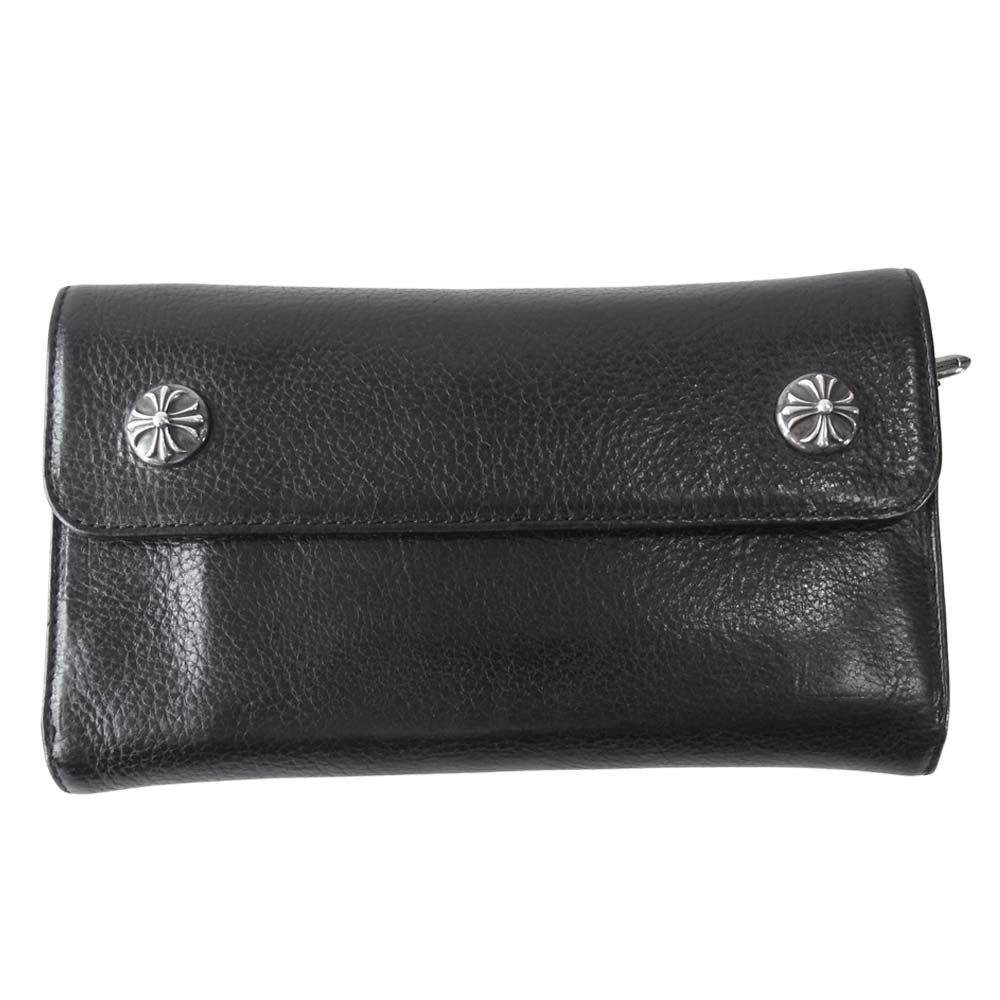 CHROME HEARTS クロムハーツ（原本無） WALLET WAVE CH クロスボールボタン ウェーブ ウォレット ブラック系【中古】