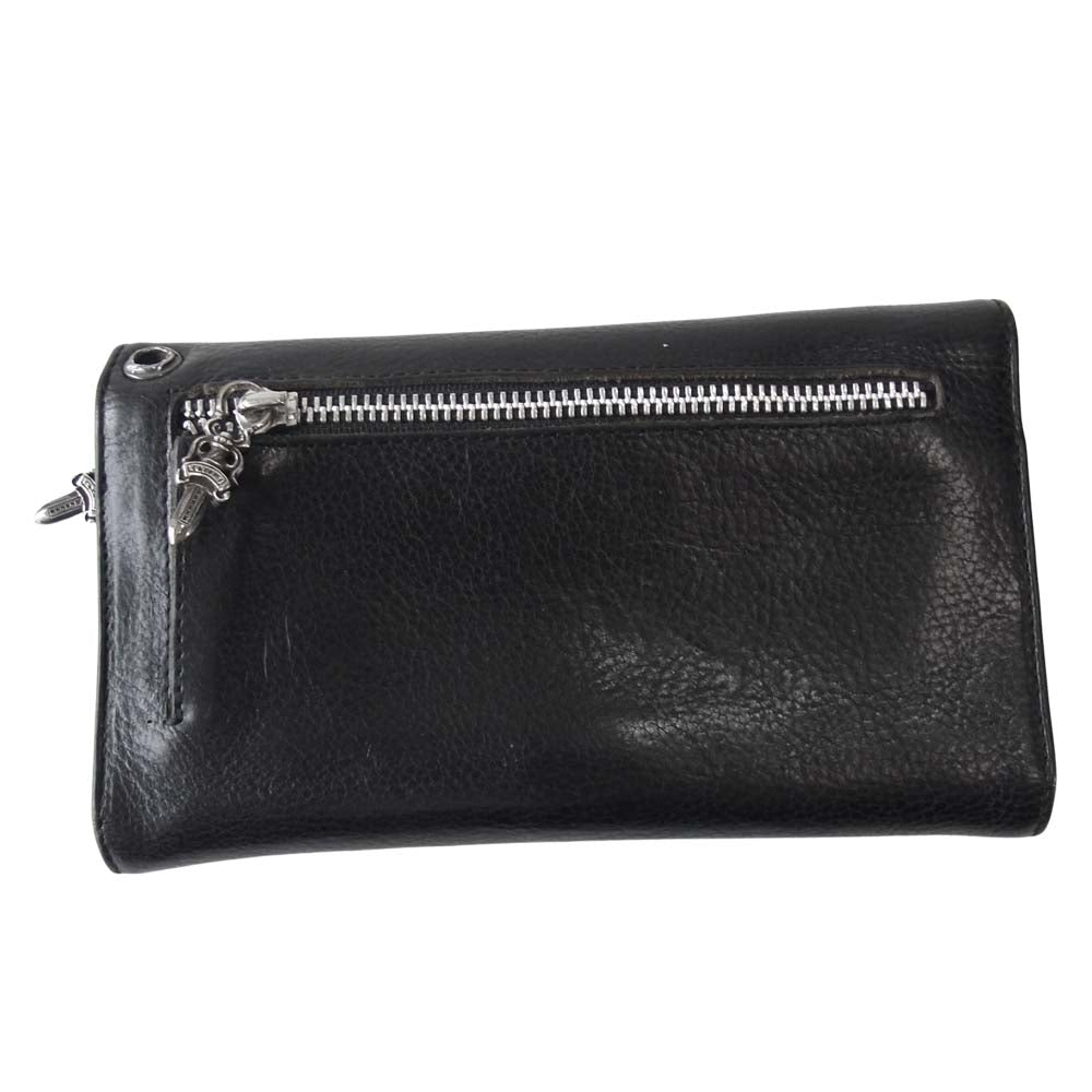CHROME HEARTS クロムハーツ（原本無） WALLET WAVE CH クロスボールボタン ウェーブ ウォレット ブラック系【中古】