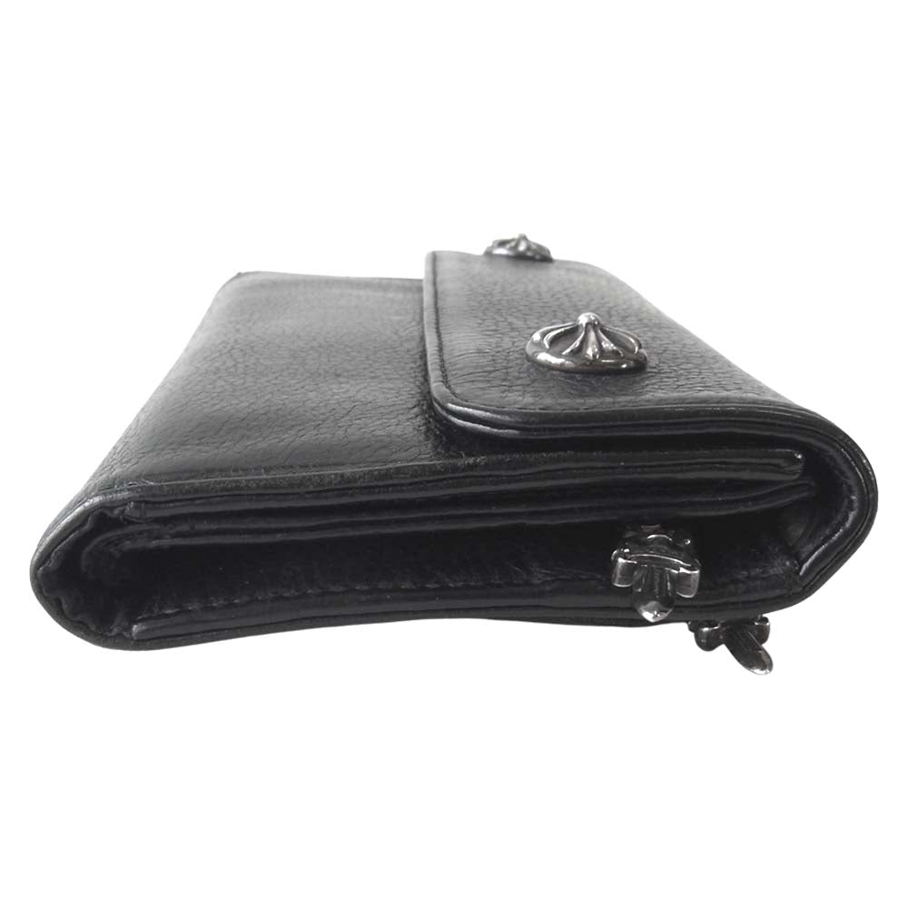 CHROME HEARTS クロムハーツ（原本無） WALLET WAVE CH クロスボールボタン ウェーブ ウォレット ブラック系【中古】