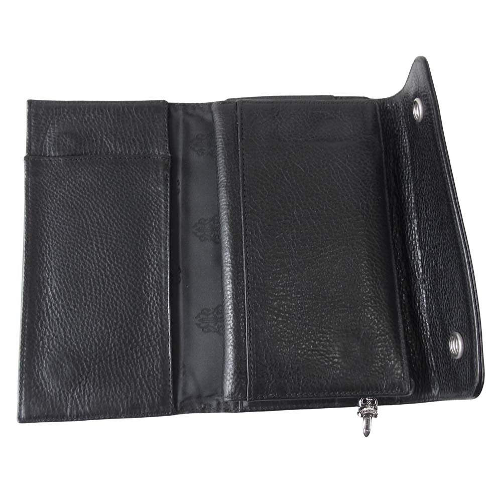 CHROME HEARTS クロムハーツ（原本無） WALLET WAVE CH クロスボールボタン ウェーブ ウォレット ブラック系【中古】