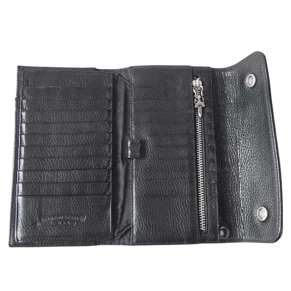 CHROME HEARTS クロムハーツ（原本無） WALLET WAVE CH クロスボールボタン ウェーブ ウォレット ブラック系【中古】