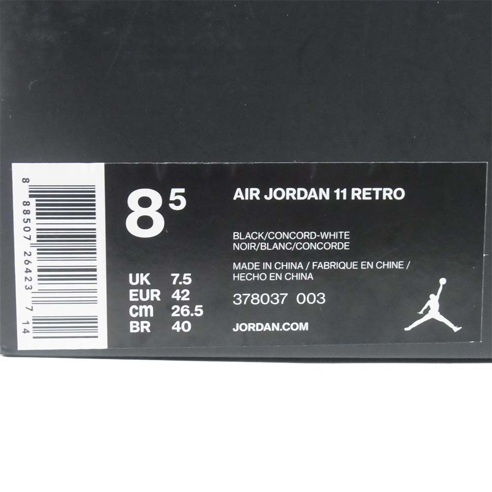NIKE ナイキ 378037-003 AIR JORDAN 11 エアジョーダン 11 RETRO SPACE JAM レトロ スペース ジャム スニーカー ブラック系 US8.5【中古】