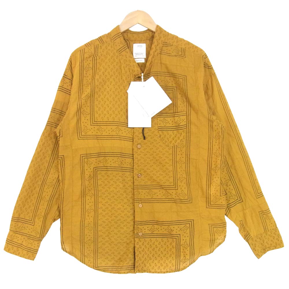 VISVIM ビズビム 120105011005 KAFKA L/S BANDANA P.W.(N.D.) バンダナ シャツ マスタード系 1【新古品】【未使用】【中古】