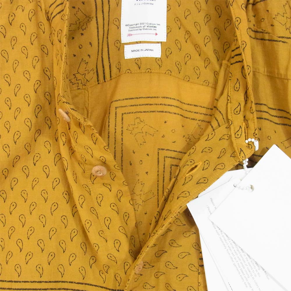 VISVIM ビズビム 120105011005 KAFKA L/S BANDANA P.W.(N.D.) バンダナ シャツ マスタード系 1【新古品】【未使用】【中古】