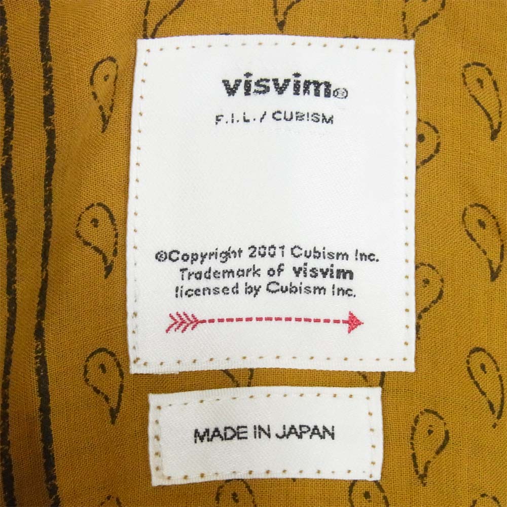 VISVIM ビズビム 120105011005 KAFKA L/S BANDANA P.W.(N.D.) バンダナ シャツ マスタード系 1【新古品】【未使用】【中古】